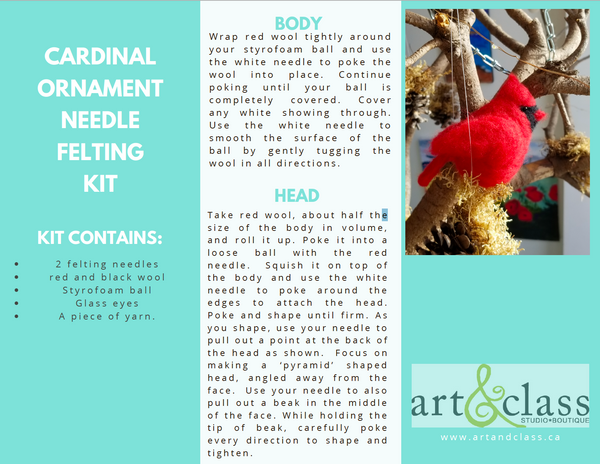 Cardinal Ornament Needle Felting Kit